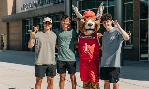 Image of Students and Lucas the stag