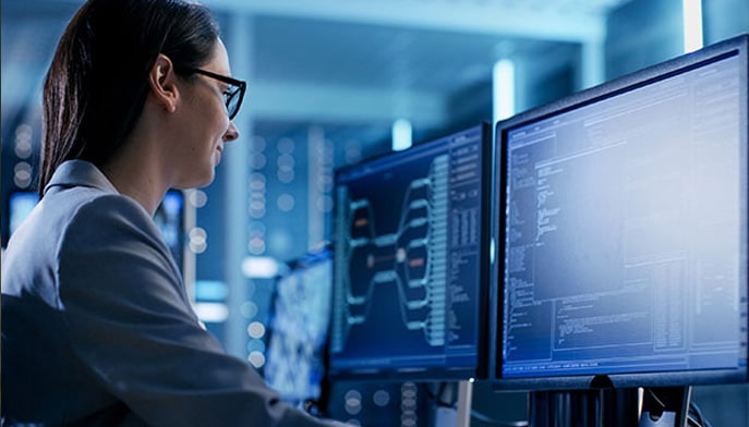 A Fairfield University cyber security student is working at identifying threats and vulnerabilities in a computer system.